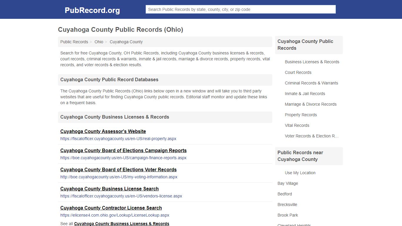Free Cuyahoga County Public Records (Ohio Public Records) - PubRecord.org
